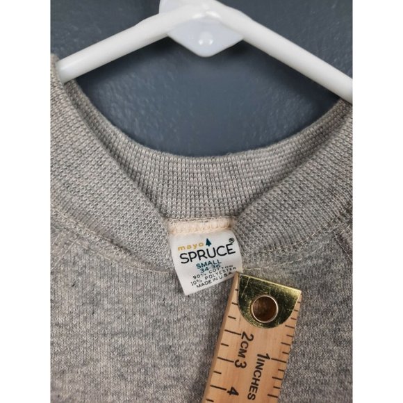 Vintage 60s Mayo Spruce Sweatshirt Unisex Sz. Small (34-36) Solid Gray Sweater - Picture 3 of 7